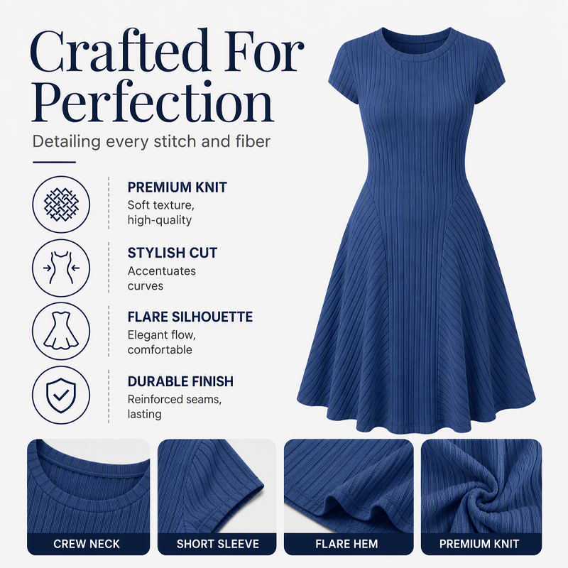 Women's Elegant Brushed Ribbed Knit Dress