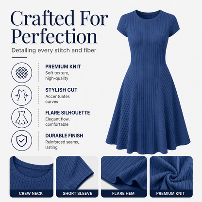 Women's Elegant Brushed Ribbed Knit Dress