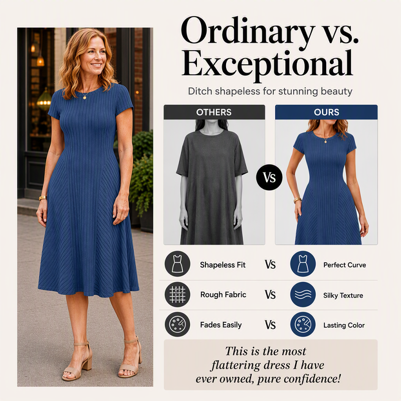 Women's Elegant Brushed Ribbed Knit Dress