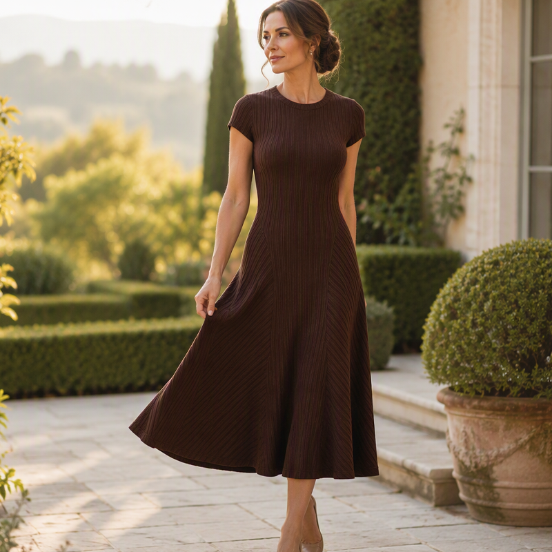 Women's Elegant Brushed Ribbed Knit Dress