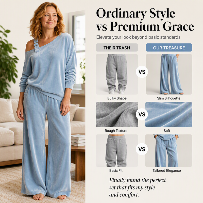 Women's Off-Shoulder Top & Wide-Leg Pants Set