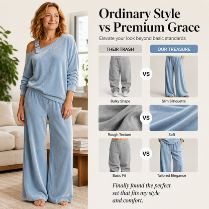 Women's Off-Shoulder Top & Wide-Leg Pants Set