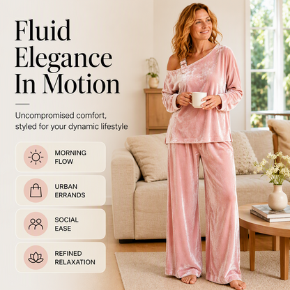 Women's Off-Shoulder Top & Wide-Leg Pants Set