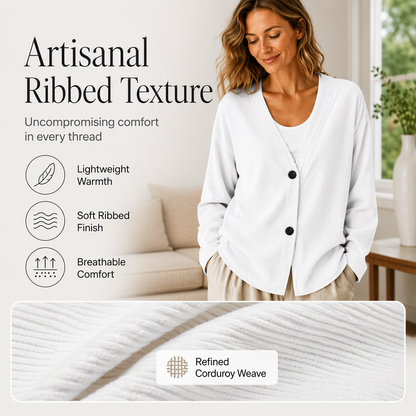 Women's V-Neck Corduroy Knit Cardigan