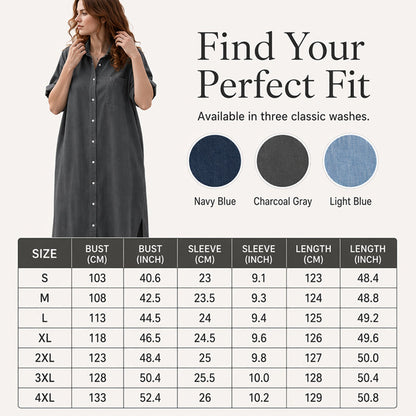 Women's Loose-Fit Button-Down Denim Dress