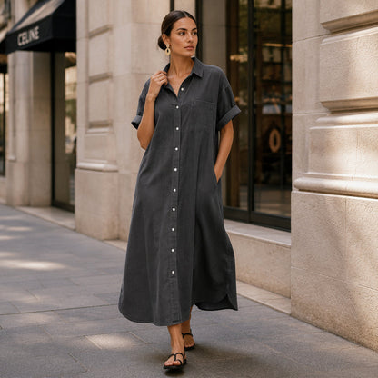 Women's Loose-Fit Button-Down Denim Dress