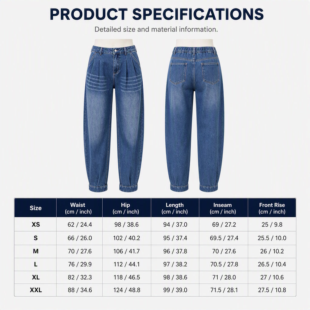 Women's High Waisted Harem Denim Pants