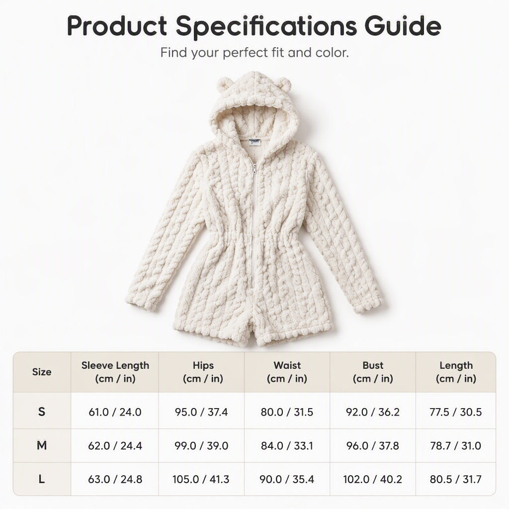 Women’s Plush Hooded Long Sleeve Romper