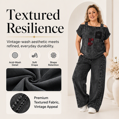 Women's Off Shoulder Top & Wide Leg Pants