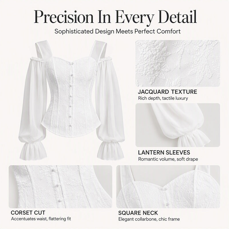 Women's Floral Jacquard Off-Shoulder Corset Top