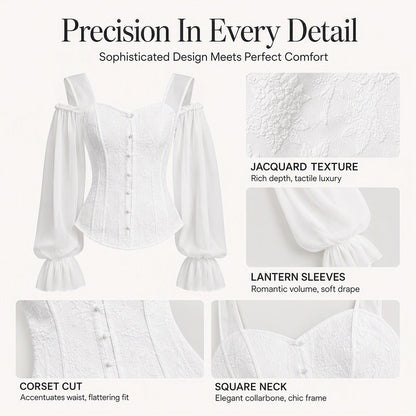 Women's Floral Jacquard Off-Shoulder Corset Top
