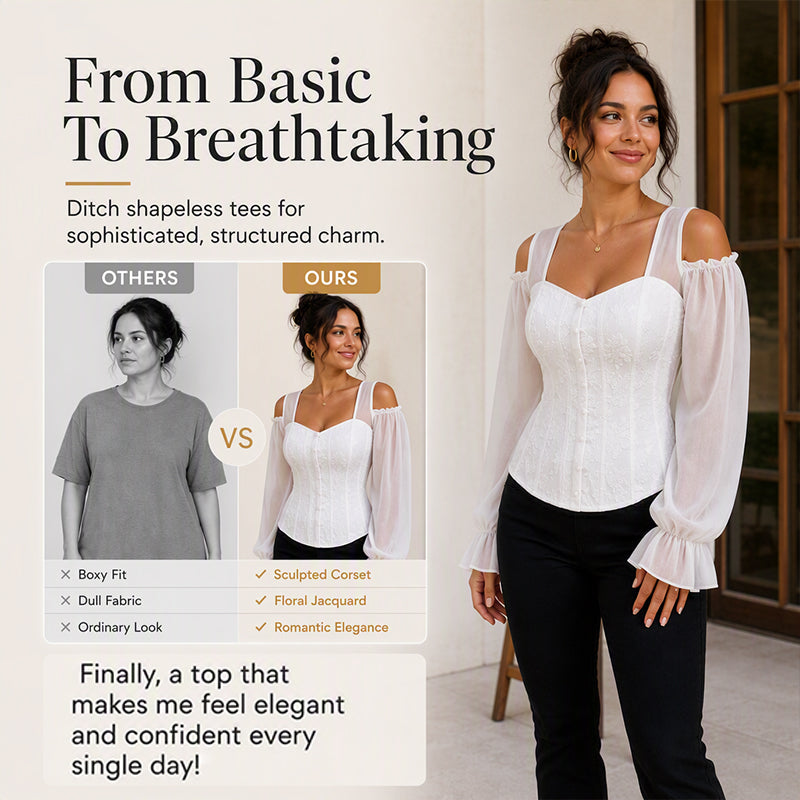 Women's Floral Jacquard Off-Shoulder Corset Top