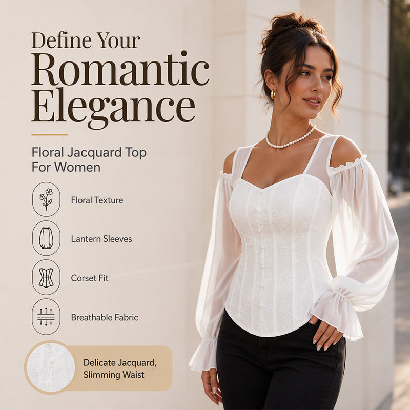 Women's Floral Jacquard Off-Shoulder Corset Top