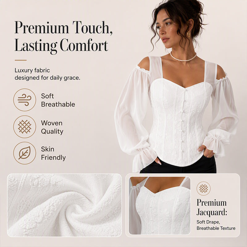 Women's Floral Jacquard Off-Shoulder Corset Top