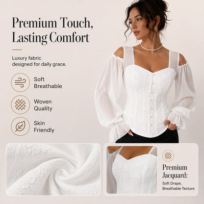 Women's Floral Jacquard Off-Shoulder Corset Top