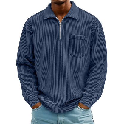 Men's Casual Ribbed Half Zip Sweater