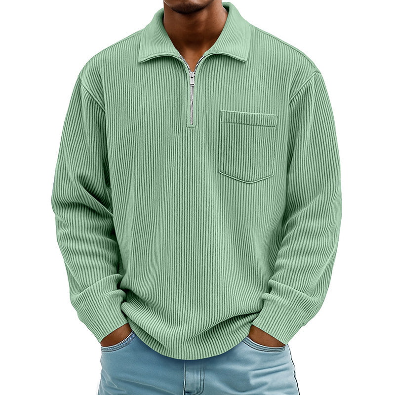 Men's Casual Ribbed Half Zip Sweater