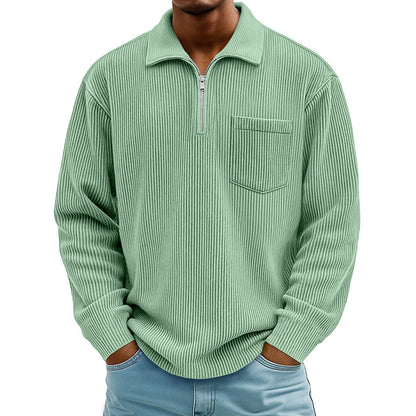 Men's Casual Ribbed Half Zip Sweater