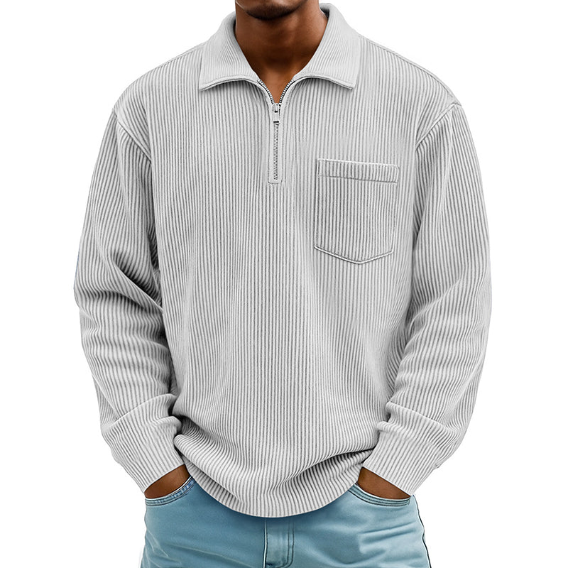 Men's Casual Ribbed Half Zip Sweater