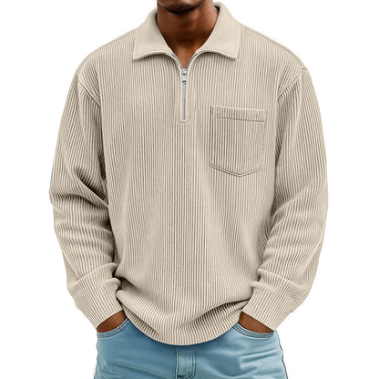 Men's Casual Ribbed Half Zip Sweater