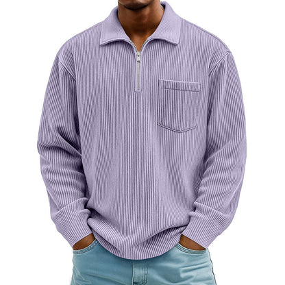Men's Casual Ribbed Half Zip Sweater
