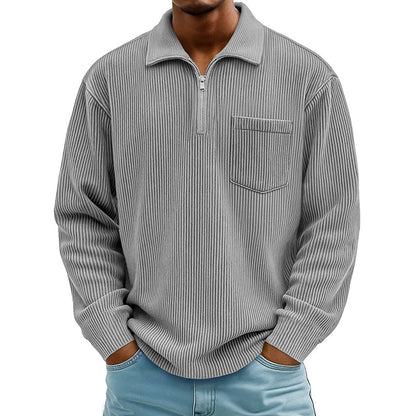 Men's Casual Ribbed Half Zip Sweater