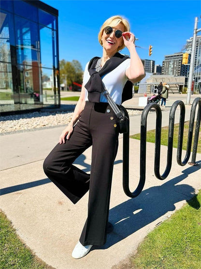 49% OFF TODAY💥Tummy Control Button Wide Leg Pant