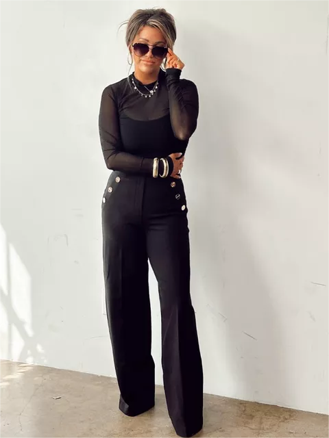 49% OFF TODAY💥Tummy Control Button Wide Leg Pant
