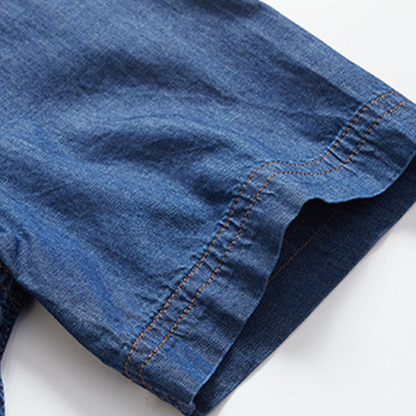 Men's Casual Denim Short Sleeve Shirt