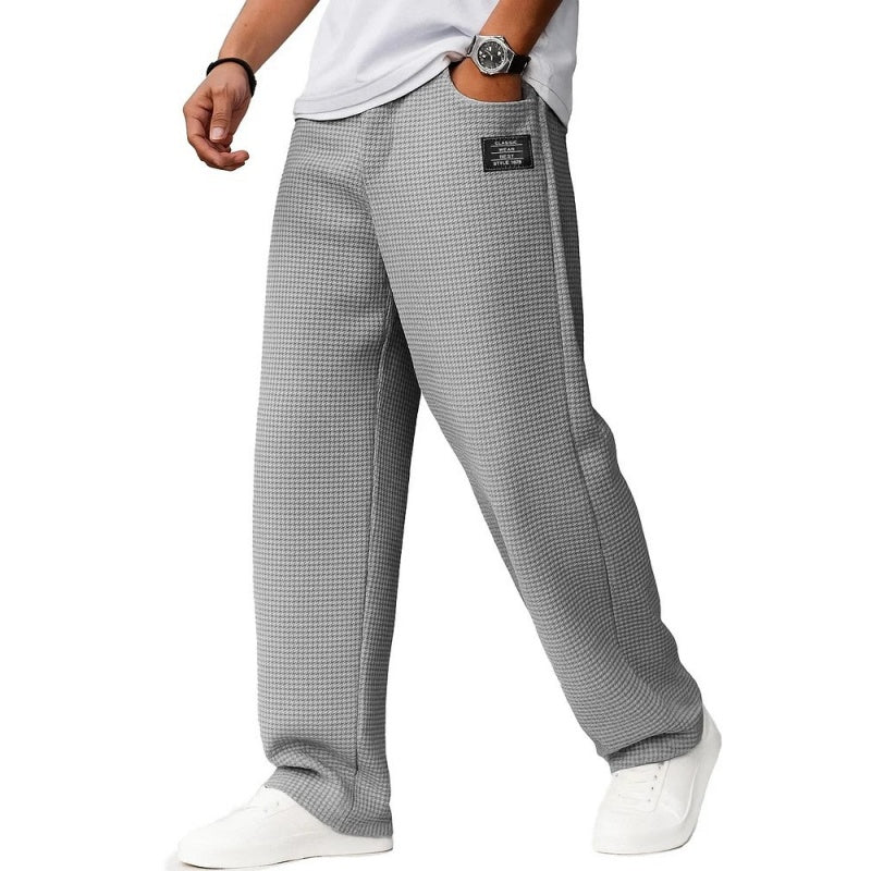 Minimalist Waffle Knit Loose Long Pants