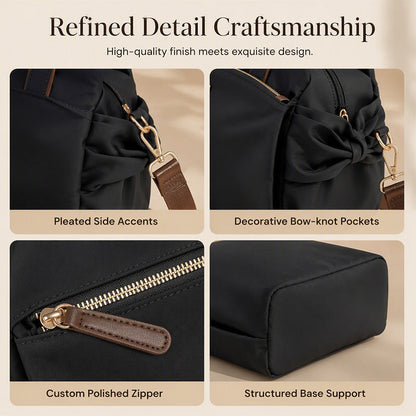 Casual Canvas Tote Bag with Pleated Side Pockets for Women
