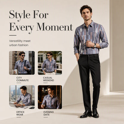 Men's Retro Geometric Print Shirt