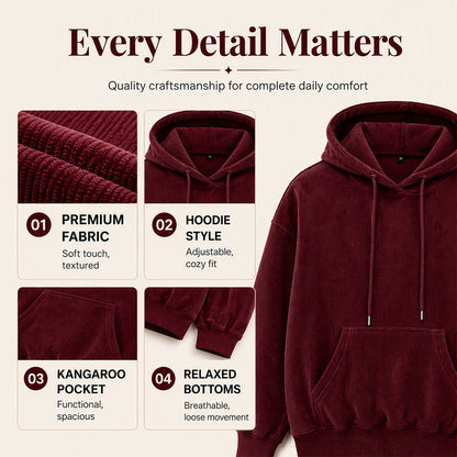Women's Corduroy Hooded Sweatshirt with Pockets