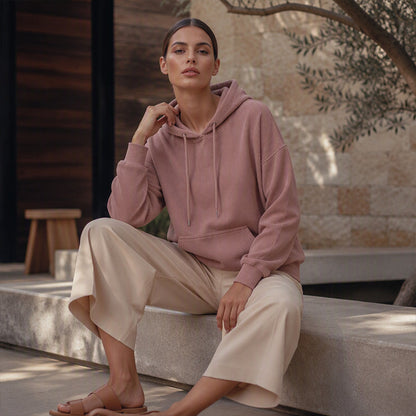 Women's Corduroy Hooded Sweatshirt with Pockets