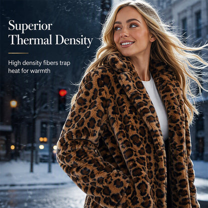 Women’s Stylish Leopard Print Faux Fur Coat