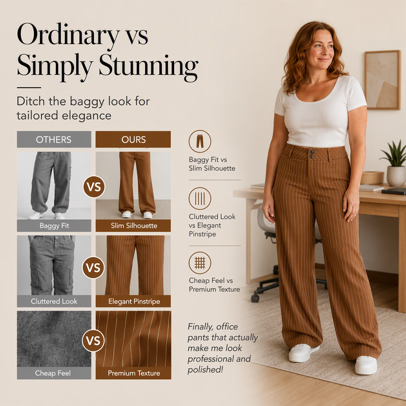 Women's Striped Flared Dress Pants