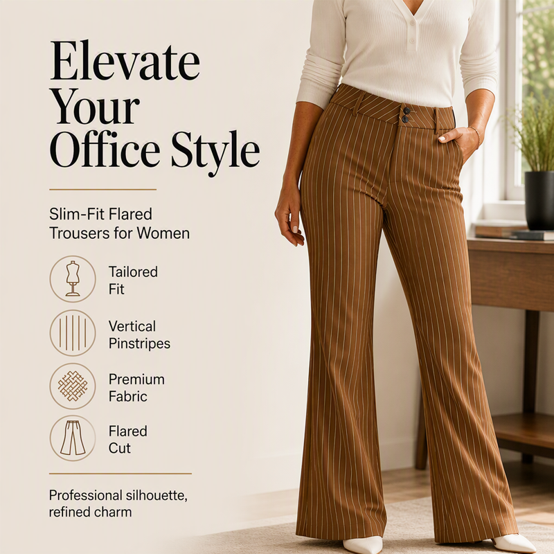 Women's Striped Flared Dress Pants
