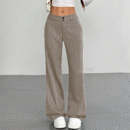 Women's Striped Flared Dress Pants