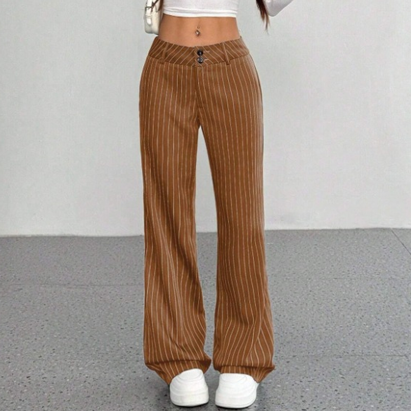Women's Striped Flared Dress Pants