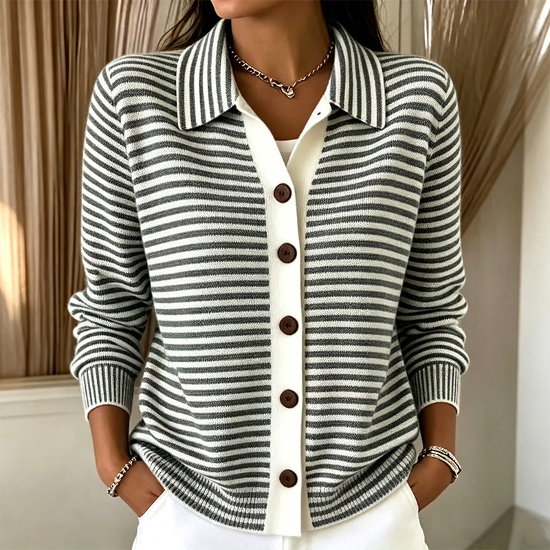 Women's Striped Knit Cardigan