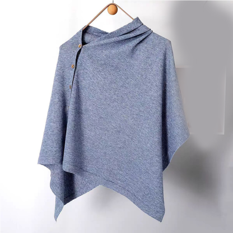 Women's Stylish Side Button Poncho
