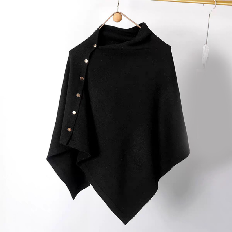 Women's Stylish Side Button Poncho