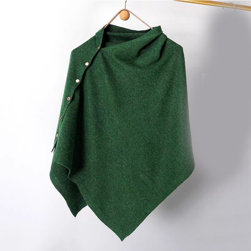 Women's Stylish Side Button Poncho