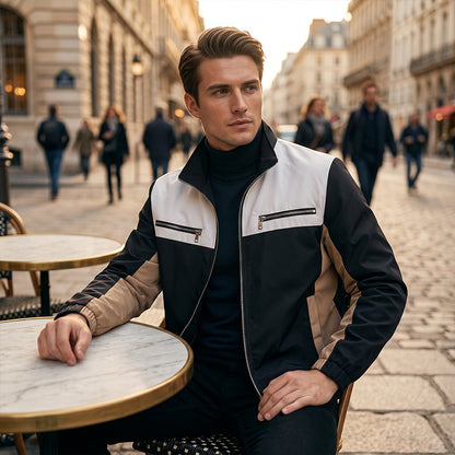 Men's Color Block Stand Collar Jacket