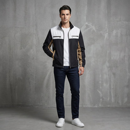 Men's Color Block Stand Collar Jacket