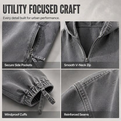 Men's Vintage Washed Half-Zip Hooded Top