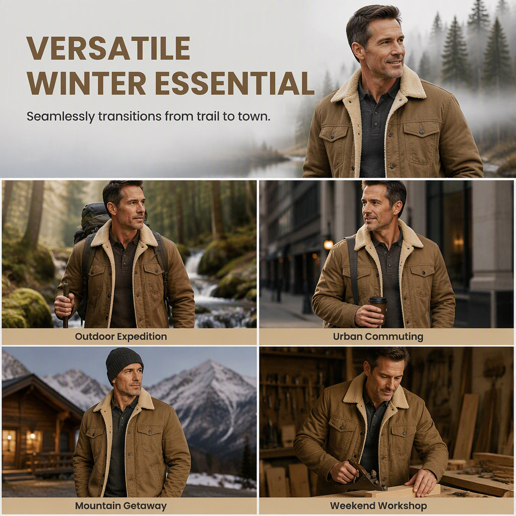 Men’s Casual Sherpa Utility Cargo Jacket