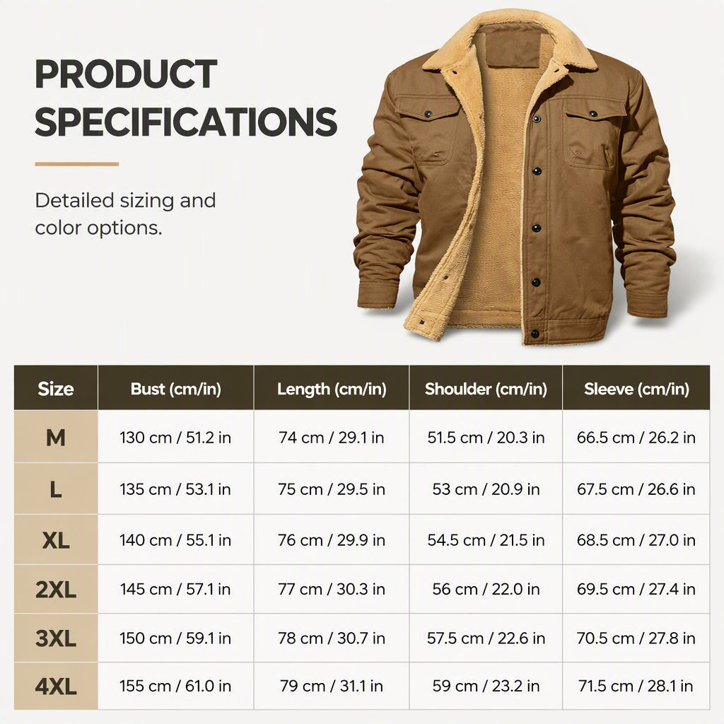 Men’s Casual Sherpa Utility Cargo Jacket