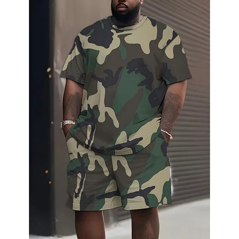 Men's Camouflage Print T-Shirt & Shorts Set