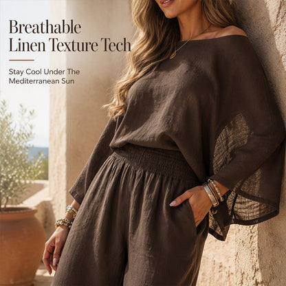 ✨ Women’s Off-Shoulder Top & Wide-Leg Pants Set – Effortless Elegance Meets Everyday Comfort